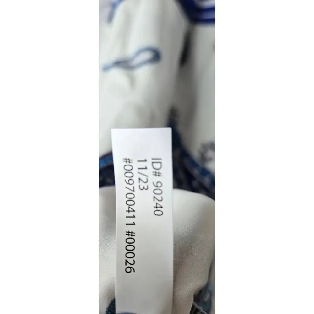 Express Portofino Shirt Womens Large Blue Paisley Striped Oversized Career Satin - Picture 7 of 8